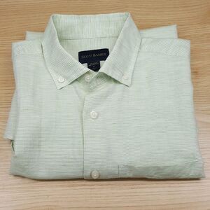 SCOTT BARBER Shirt Mens Small Light Green Short Sleeve Button Up Linen Blend